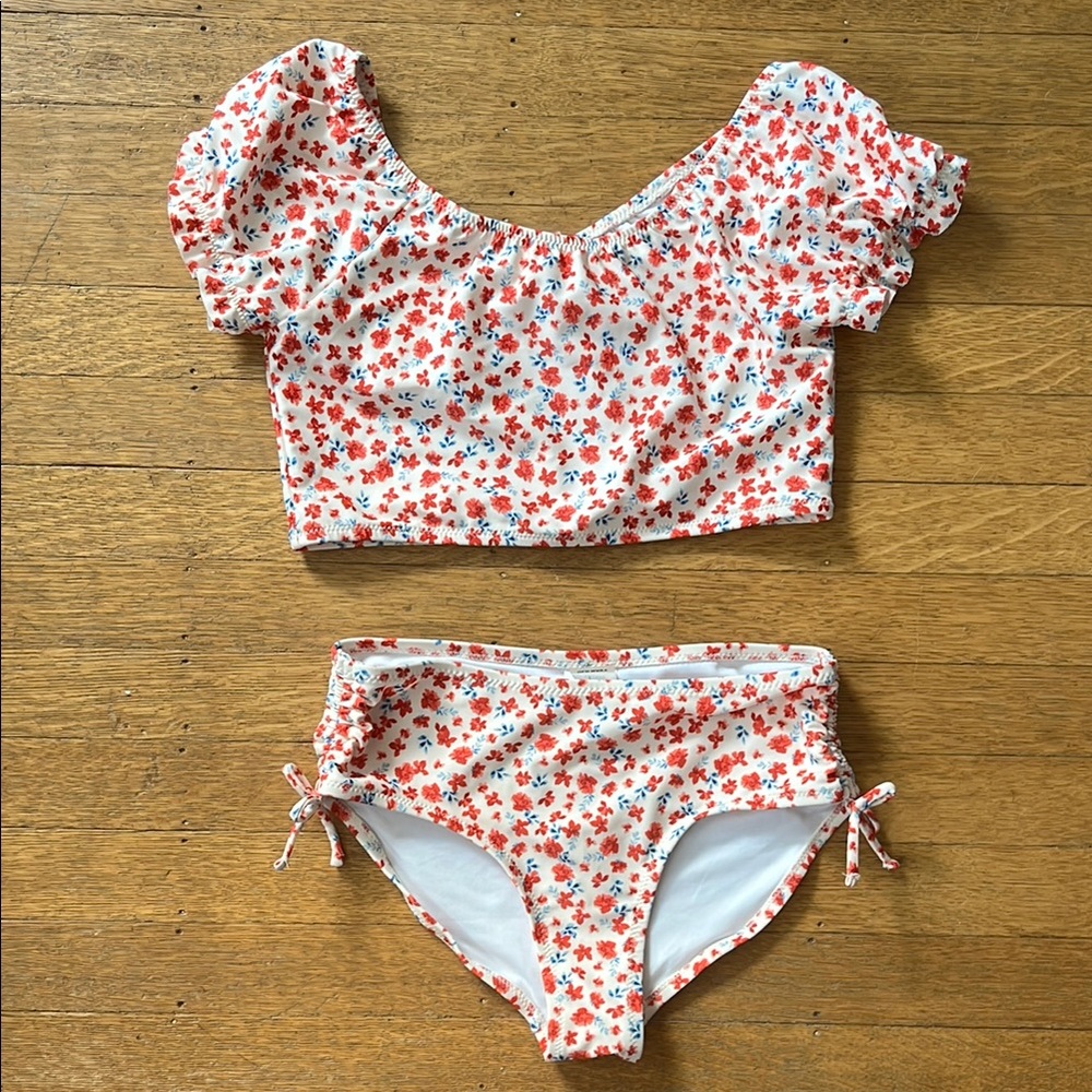 Floral Crop Top and Bikini Set - Picture 1 of 5